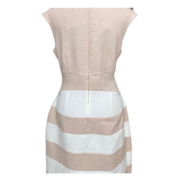 Gabby Skye Tan and White Striped Full Skirt Dress (Womens 10) - Picture 6 of 9